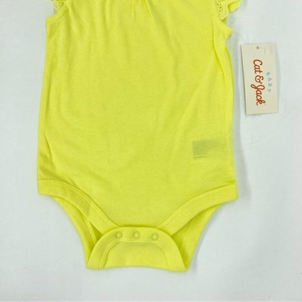 Cat & Jack Yellow Eyelet Flutter Sleeve Bodysuit Onsie New 18 Months - Picture 3 of 7